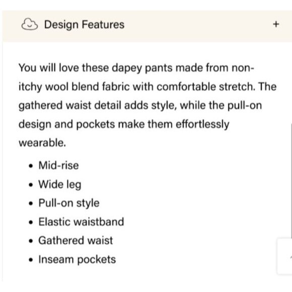 OGL Black Soft Stretchy Wool Blend Shirred Fold Over Waist Wide Leg Pants SMALL - Picture 9 of 10